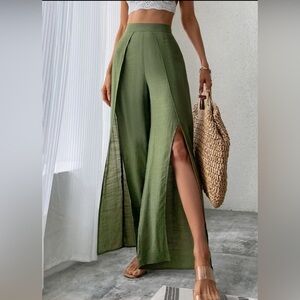 Green flowy pants